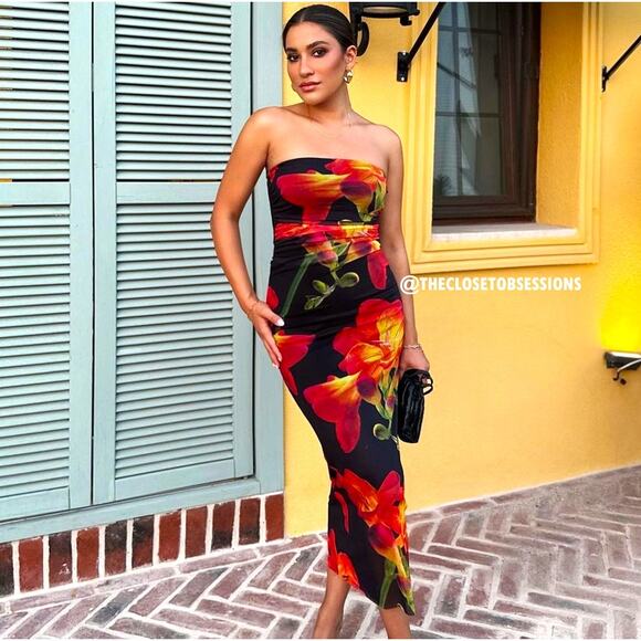 ZARA BLOGGER FAVE!!! Floral Print Dress NWT - Picture 4 of 16